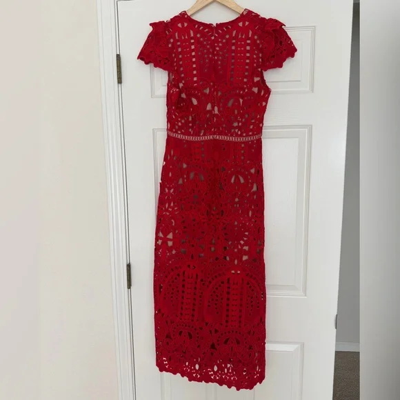 Adelyn Rae Red Lace Midi Dress, size S, NWT - Picture 7 of 11